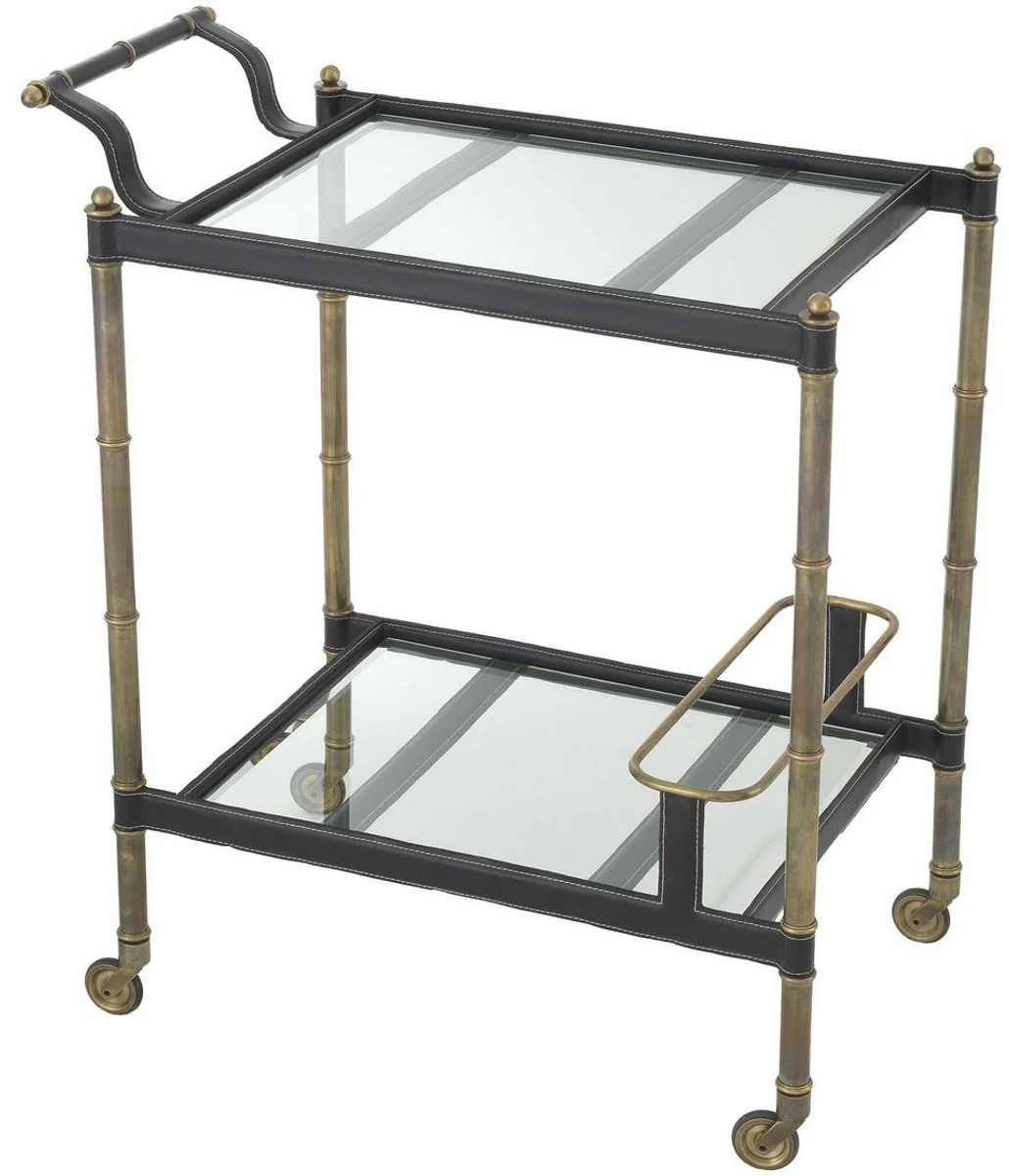 Casa Padrino carrito de servicio de lujo lat¨®n vintage / negro 74 x 44,5 x A. 84 cm - Carrito para Restaurante Hotel Catering - Accesorios de Lujo