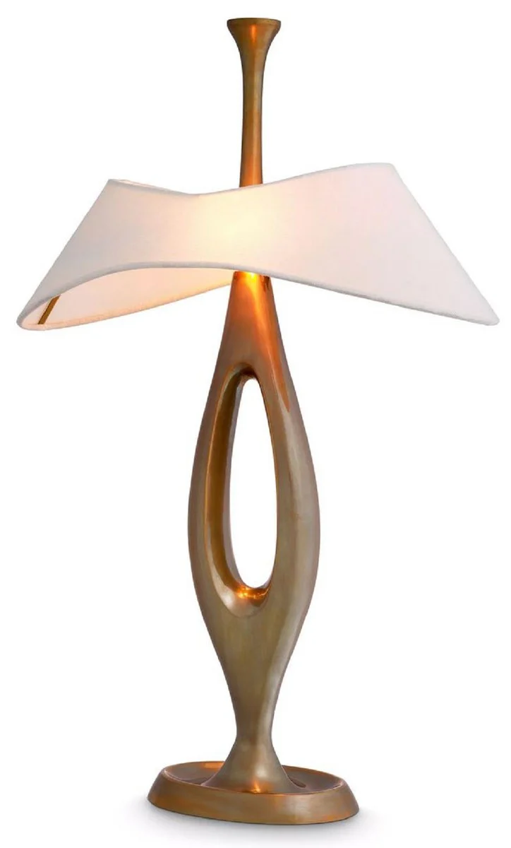 Casa Padrino lámpara de mesa de lujo latón vintage / blanco 41,5 x A. 63 cm - Lámpara de escritorio de latón con pantalla - Lámparas de mesa de lujo - Muebles de lujo - Interior de lujo