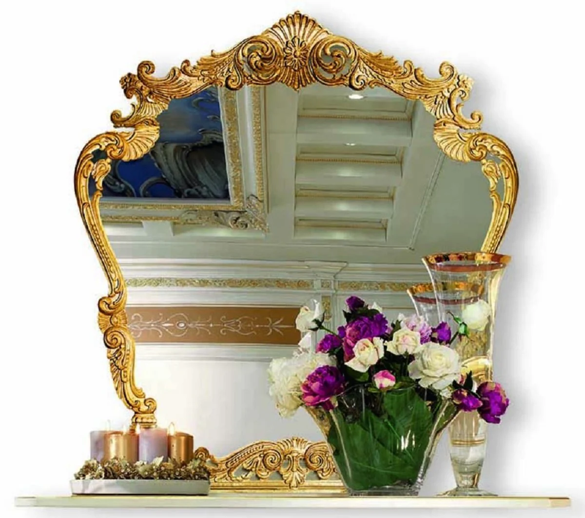 Casa Padrino espejo barroco de lujo oro A. 120 cm - Hecho en Italia