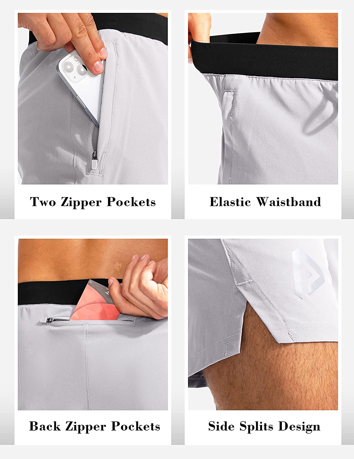 Men's Workout Running Shorts 5 Inch Lightweight Quick Dry Soccer Gym Athletic Shorts for Men with 3 Pockets