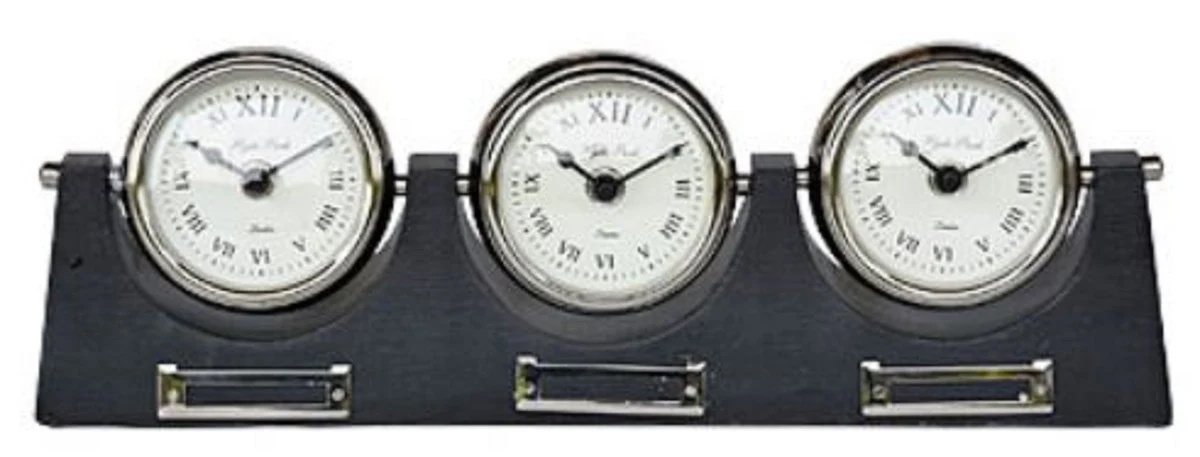 Casa Padrino reloj de mesa de lujo plata / negro 38 cm - Reloj Deco