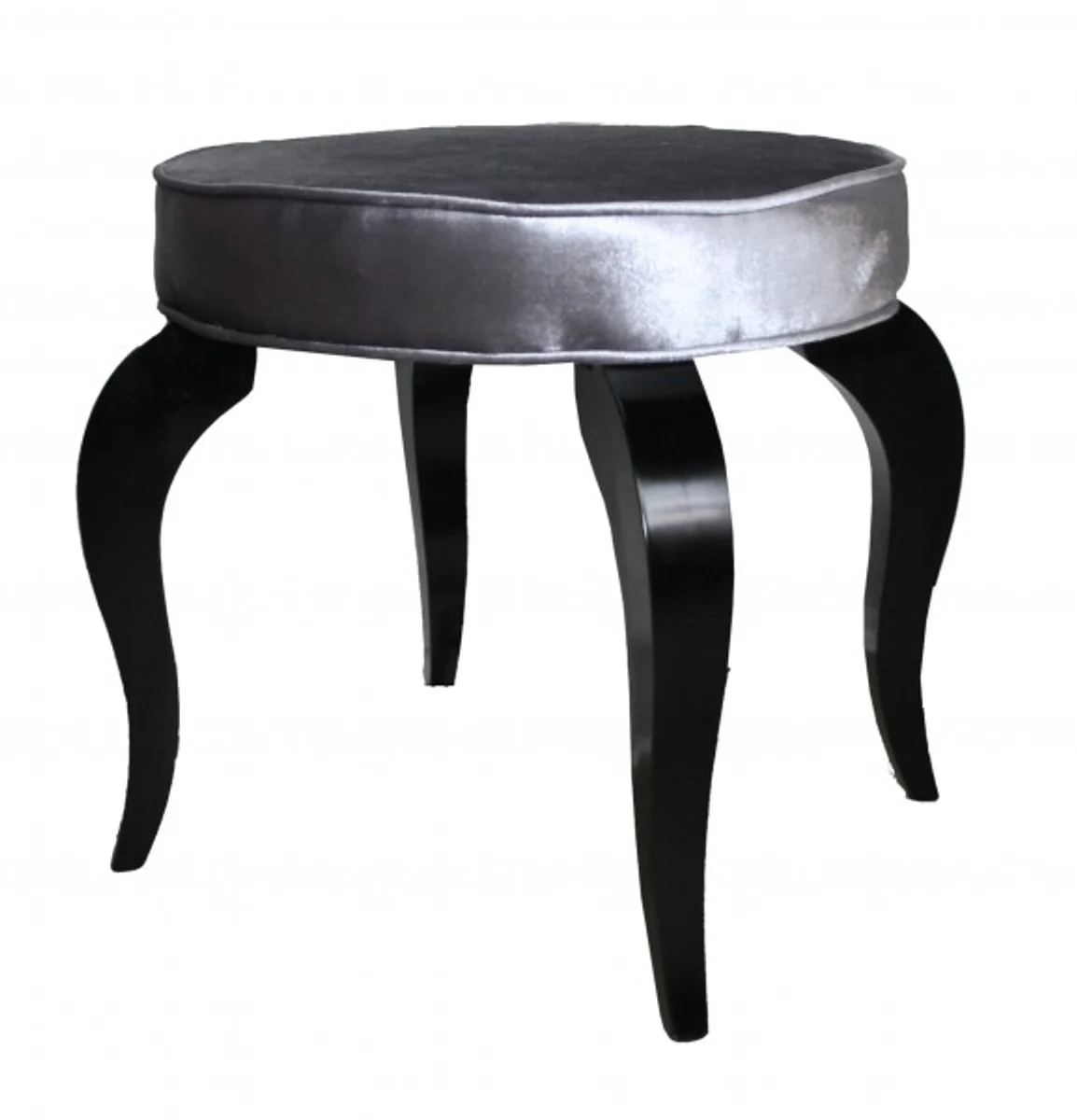 Casa Padrino barroco Foot Stool Negro / Gris - taburete redondo dise?ador - calidad de lujo