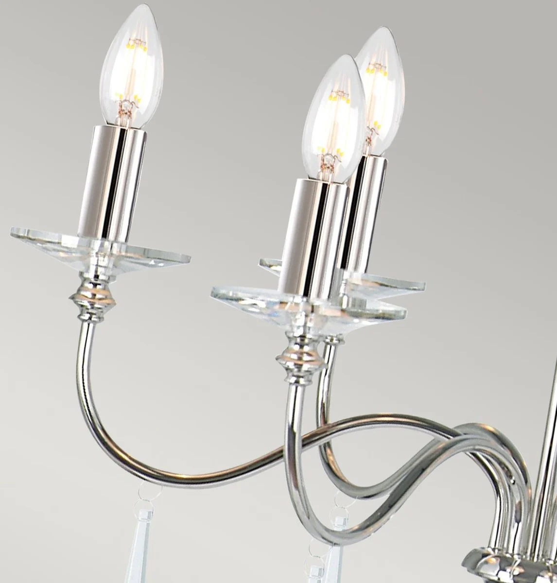 Casa Padrino lámpara de araña de cristal Art Nouveau plata Ø 71 x A. 51 cm - Lámpara de araña de metal redonda - Lámpara de Araña de Salón Barroco y Art Nouveau - Lámparas Barrocos y Art Nouveau