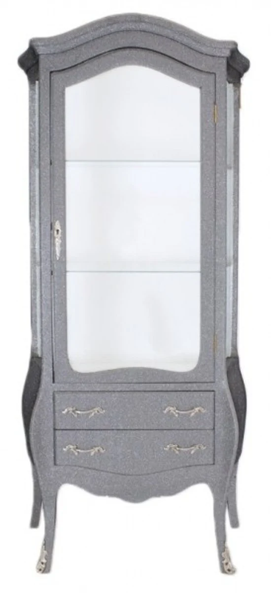 Casa Padrino Baroque showcase black and gray / Glitter Look- display case - cupboard