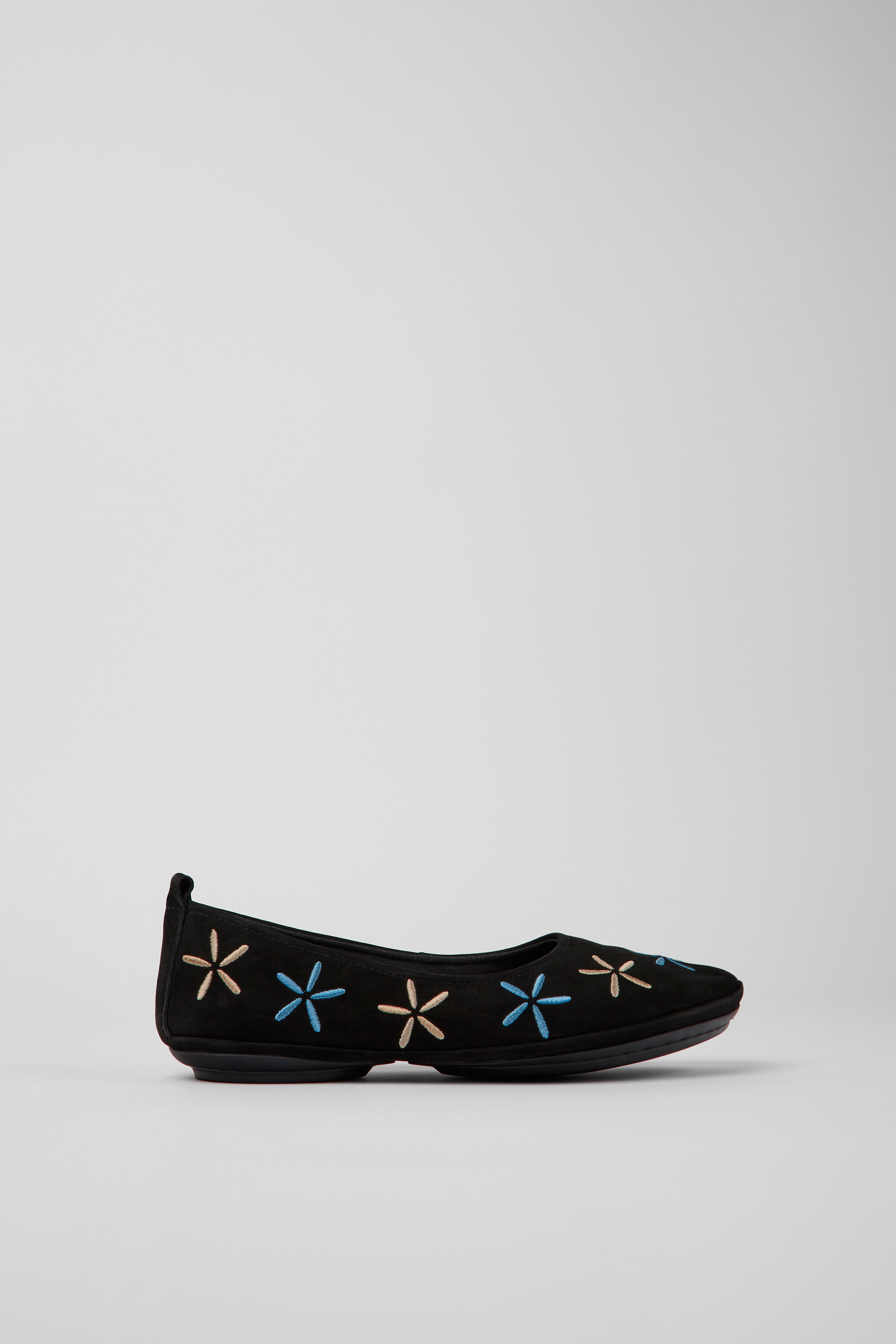 Twins - Black nubuck ballerinas for women