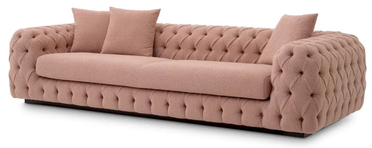 Casa Padrino sof¨¢ Chesterfield de lujo rosa vintage / negro 255 x 105 x A. 60 cm - Sof¨¢ de sal¨®n - Muebles de sal¨®n - Muebles Chesterfield - Muebles de lujo - Interior de sal¨®n