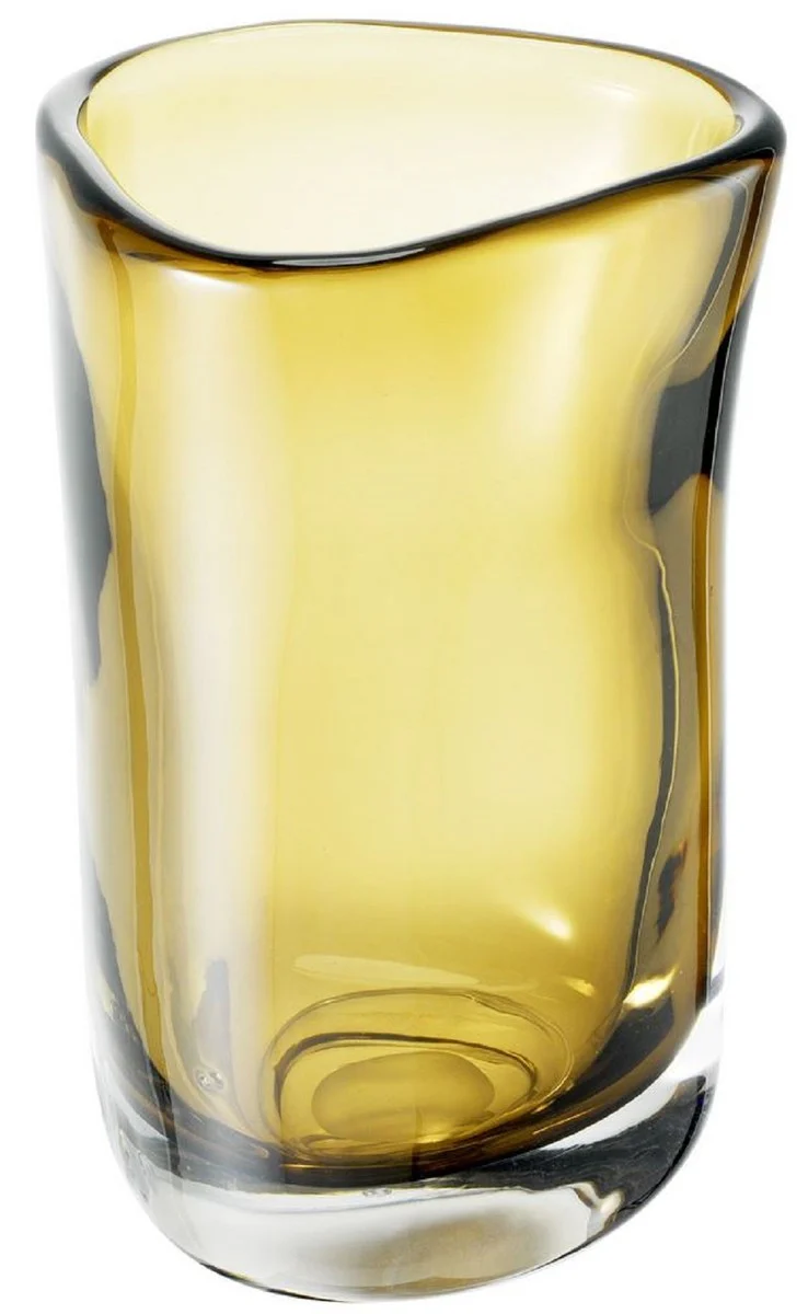 Casa Padrino florero de vidrio decorativo de lujo amarillo Ø 14 x A. 22 cm - Florero Soplado a Mano - Accesorios de Decoración de Lujo
