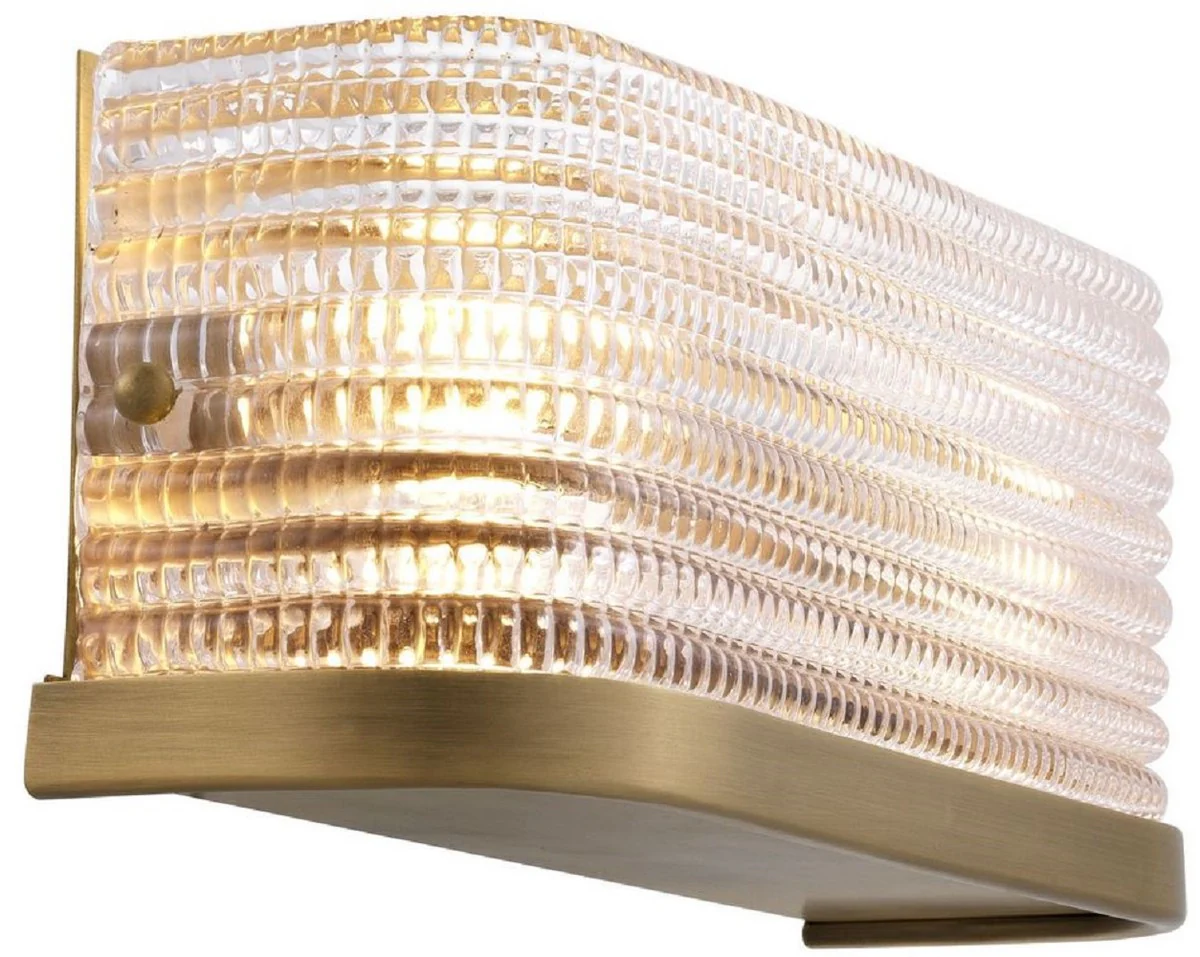 Casa Padrino lámpara de pared de lujo latón antiguo 29,5 x 11,5 x H. 12,5 cm - Lámpara de Salón con Pantalla de Vidrio