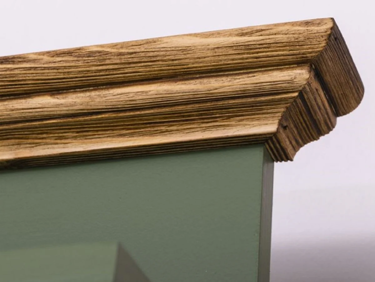 Casa Padrino armario de madera maciza estilo campestre verde / marrón 140 x 41 x A. 210 cm - Armario de pared - Armario de recibidor - Muebles de recibidor - Muebles de estilo campestre