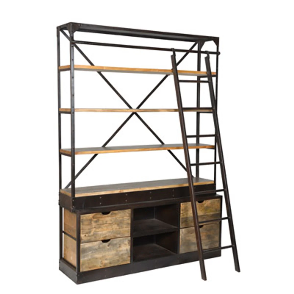 Librer¨ªa Casa Padrino aspecto antiguo natural con escalera 150 x 40 x H.210 cm - estante, librero