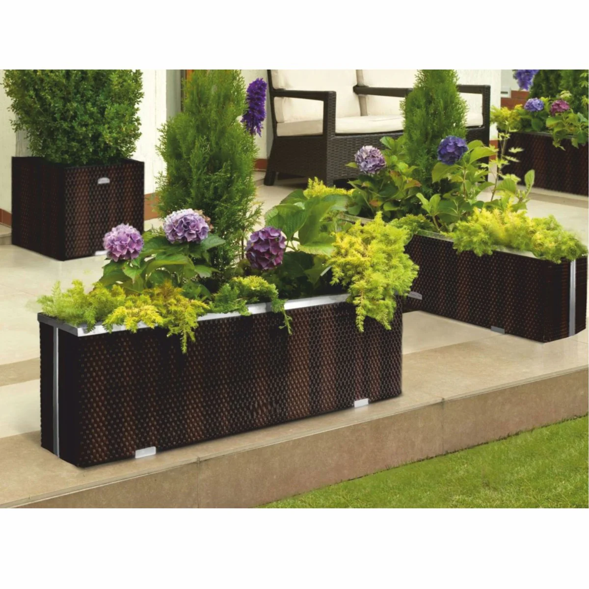 Casa Padrino maceta de lujo marr¨®n / plata 150 cm - Accesorios para jard¨ªn y terraza