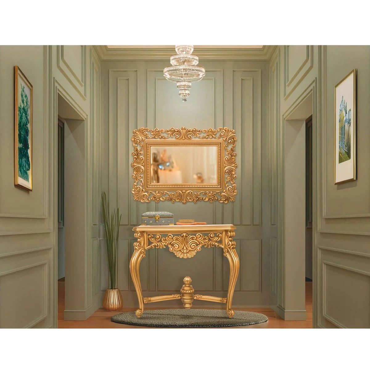 Casa Padrino consola barroco de lujo con espejo de pared oro - Magn¨ªficos muebles barrocos