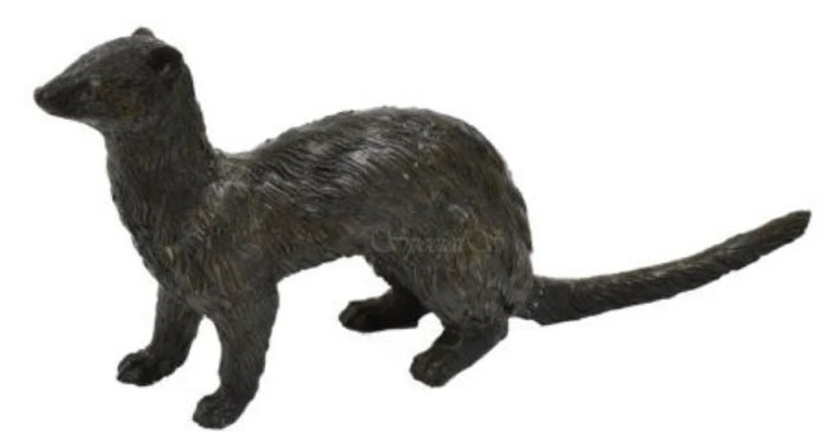 Casa Padrino figura de bronce de lujo hermelin comadreja bronce / negro 45 x 10 x H. 20 cm - Figura de Decoración Elegante