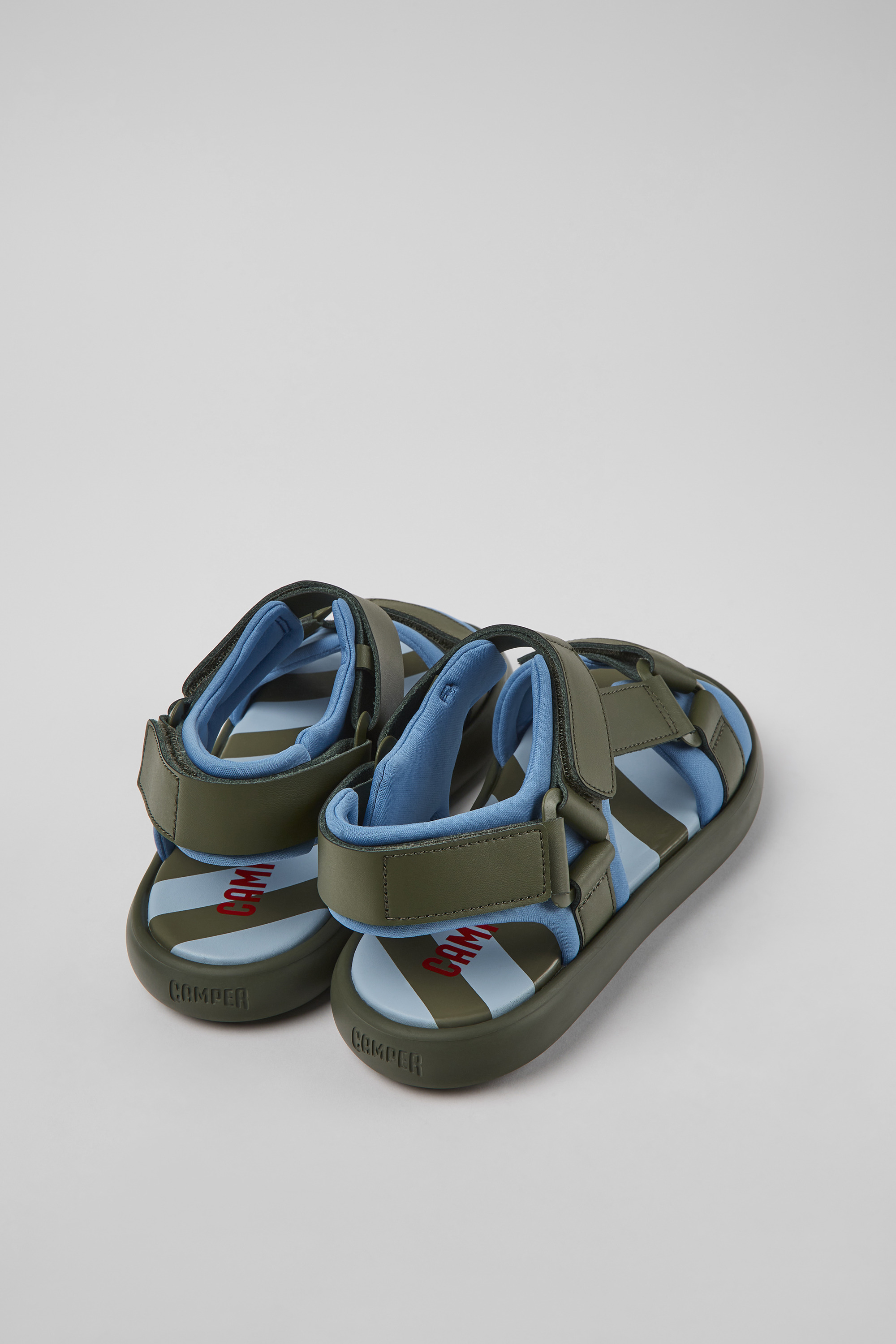 Pelotas Flota - Green and blue leather and textile sandals for women