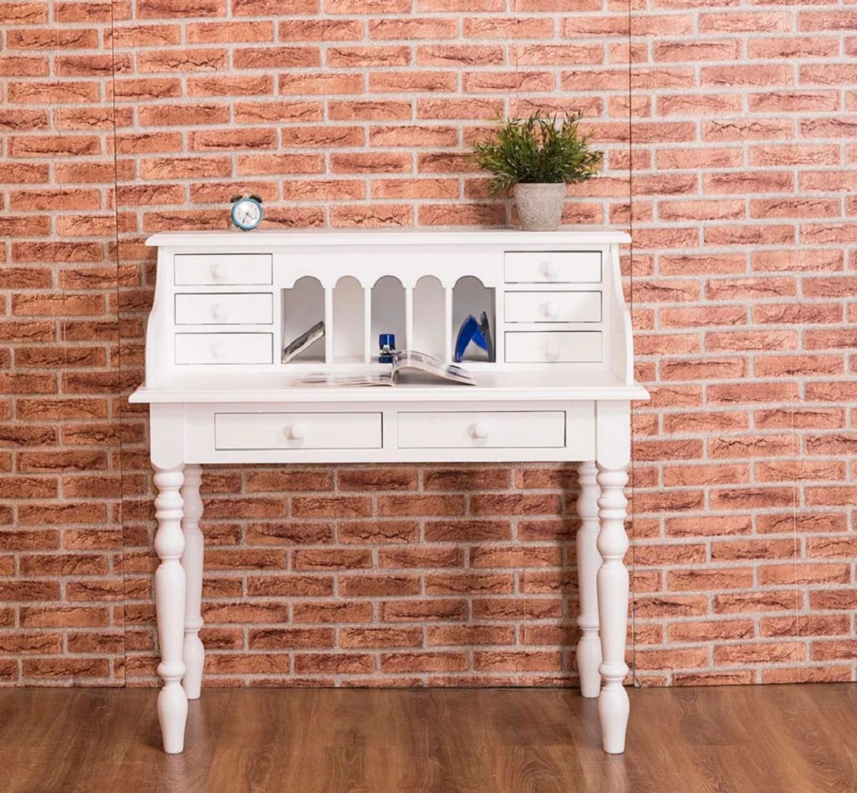 Casa Padrino Escritorio de Estilo Campestre Blanco 109 x 60 x H. 110 cm - Muebles de Oficina