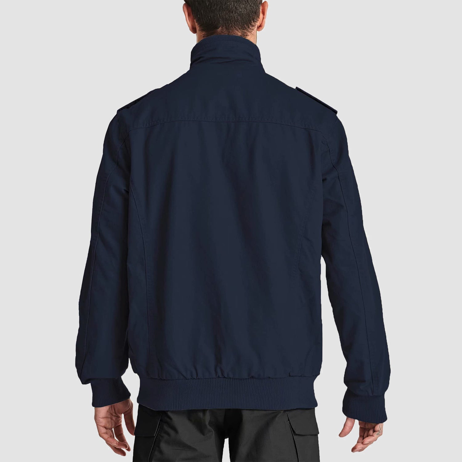 Men's Casual Jacket Lightweight Tactical Cargo Jackets Stand Collar Combat Jacket