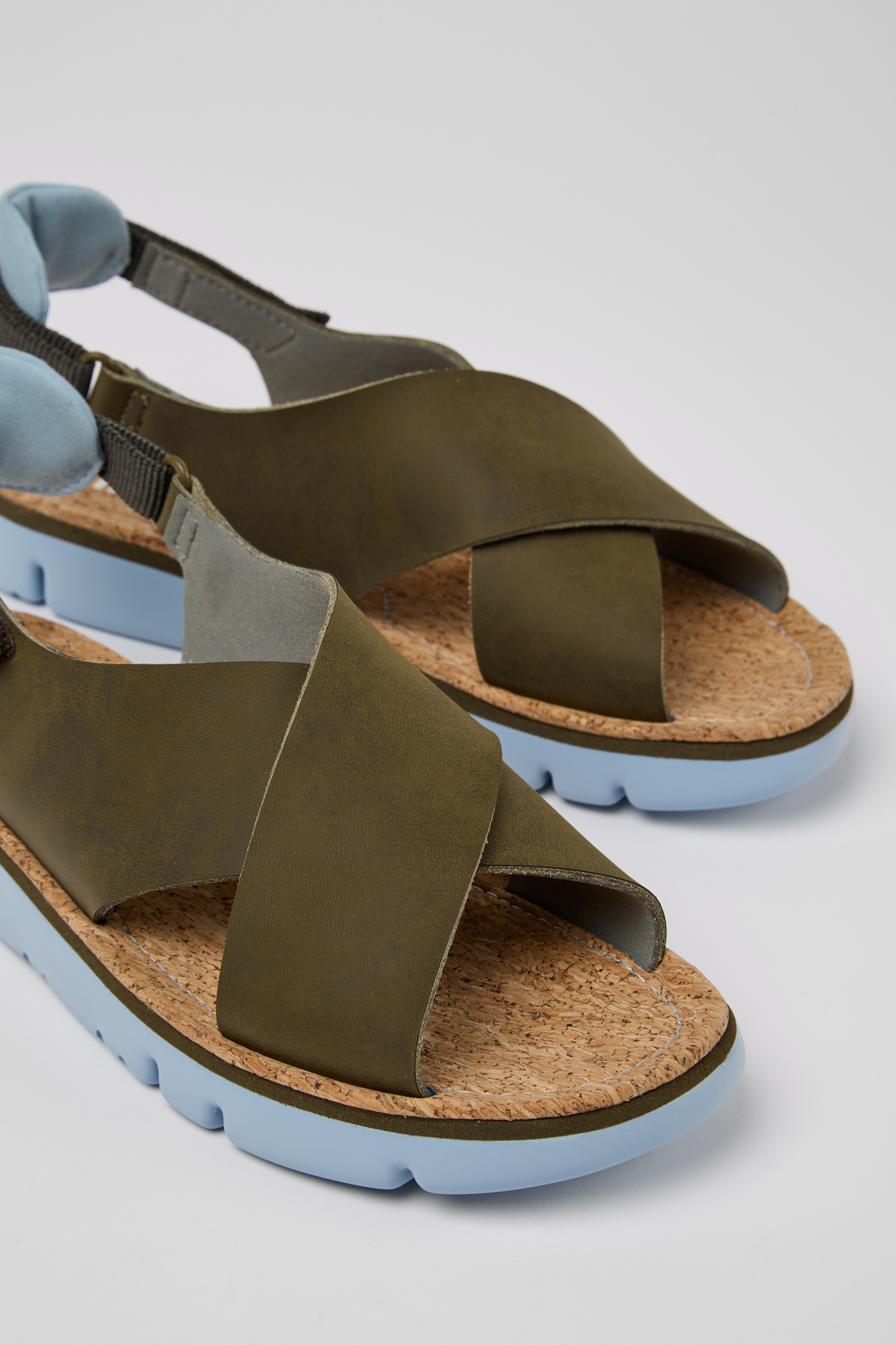 Oruga - Green, blue, and grey sandals for women