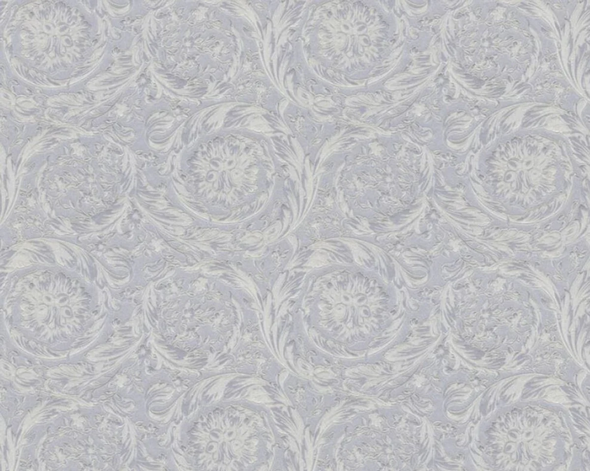 Papel Pintado no Tejido Barroco de Diseño Versace IV 36692-4 - Plata Metalizado - Papel Pintado de Diseño - Alta Calidad