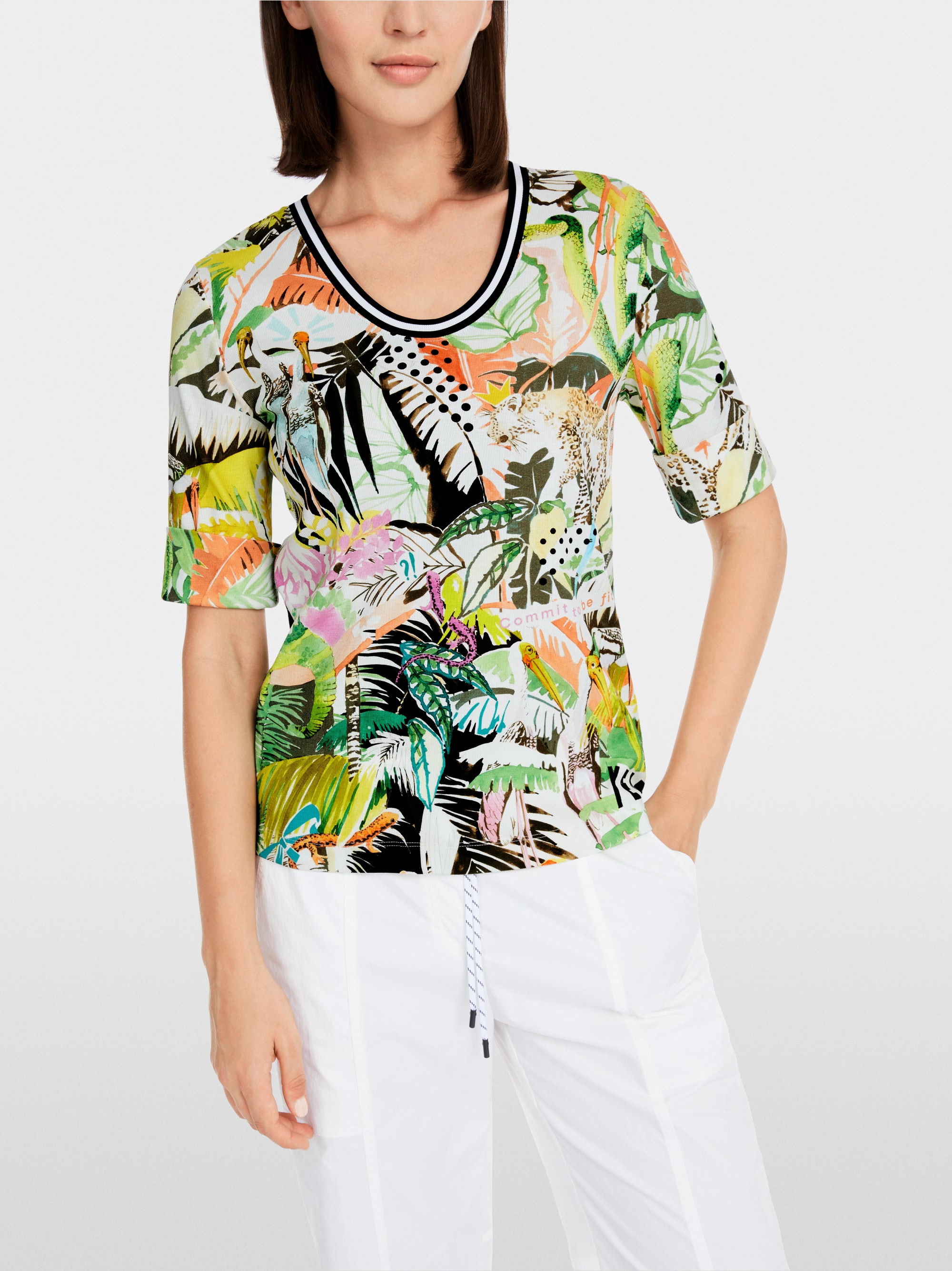 Marc-Cain Slim T-shirt with jungle print
