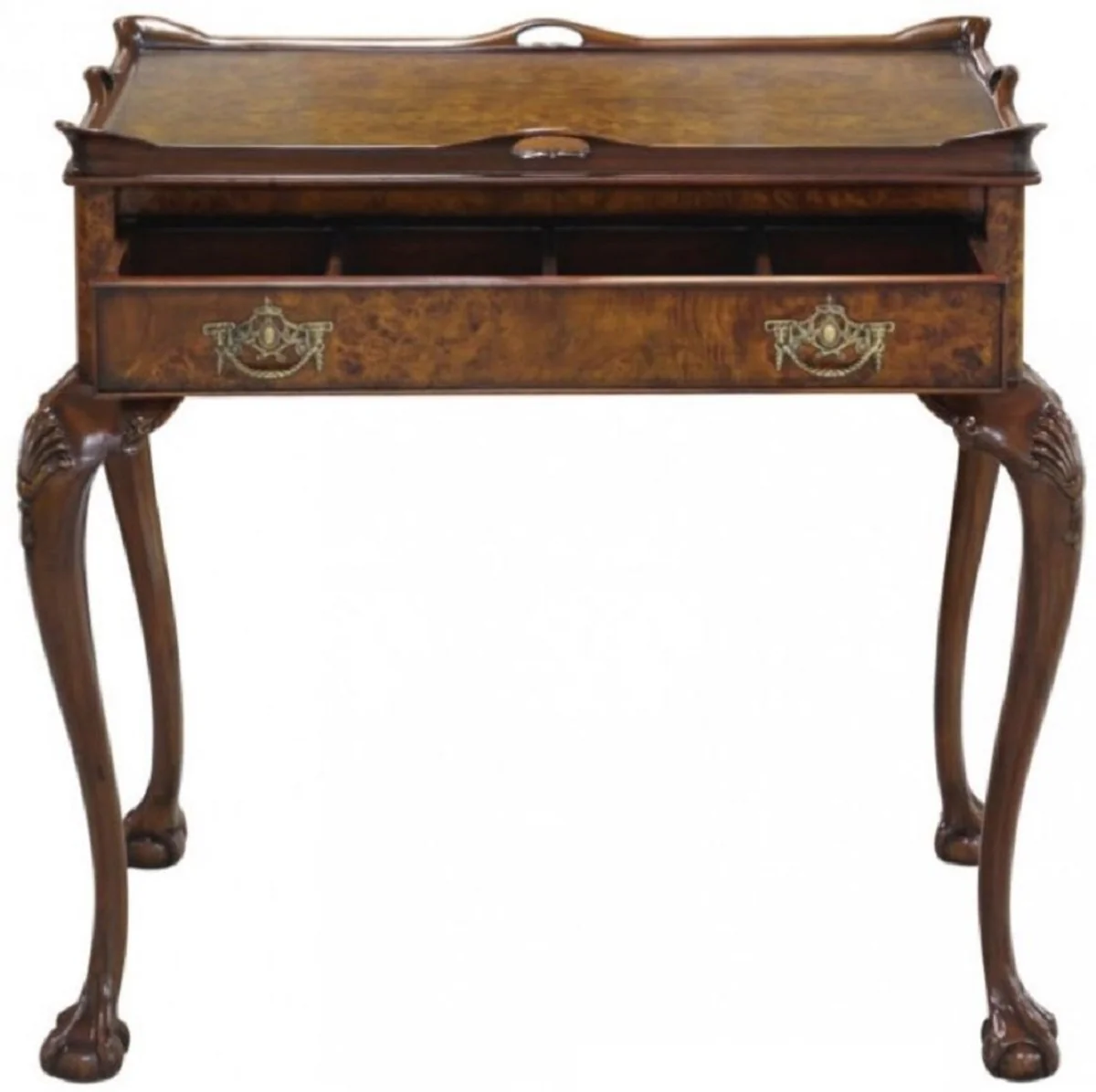 Casa Padrino mesa auxiliar Art Nouveau de lujo con caj¨®n y bandeja extra¨ªble marr¨®n 78 x 57 x A. 78 cm - Elegante mesa de t¨¦ - Muebles de sal¨®n Barrocos y Art Nouveau - Calidad de Lujo