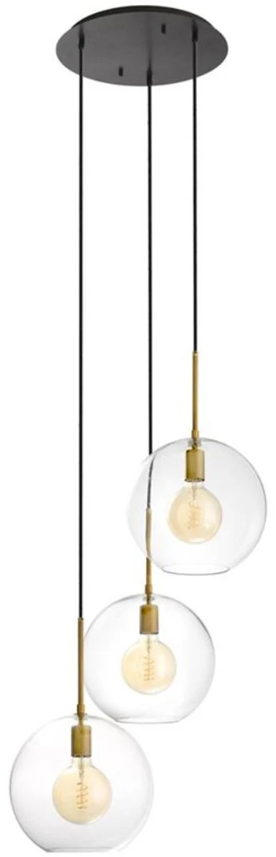 Casa Padrino lámpara de araña de lujo latón antiguo / bronce Ø 60 x H. 150 cm - Colección de Lujo