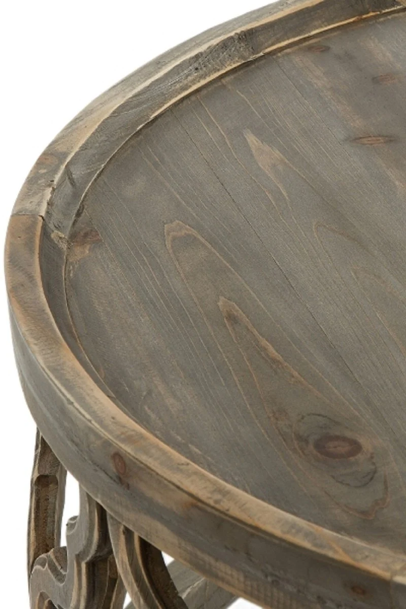 Casa Padrino mesa de centro de diseño marrón Ø 80 x H. 37 cm - Mesa de Centro Moderna de Madera Redonda