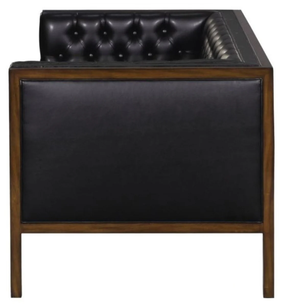 Casa Padrino Sof¨¢ Chesterfield 2 Plazas de Cuero Genuino Negro / Marr¨®n 143 x 78 x H. 71 cm - Mobiliario de Hotel