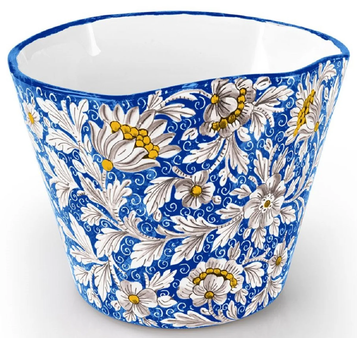 Casa Padrino maceta de cerámica de lujo azul / multicolor Ø 27 x A. 20 cm - Maceta redonda de cerámica hecha y pintada a mano - Calidad de lujo - Hecho en Italia