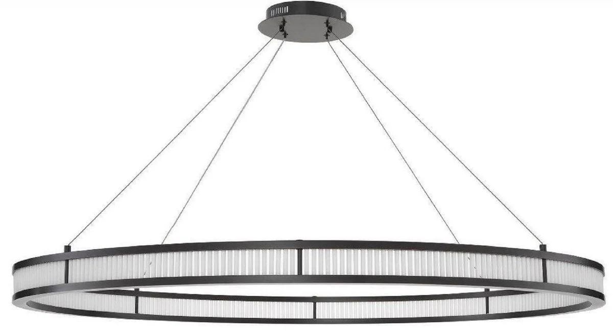 Casa Padrino lámpara de araña LED de lujo bronce / blanco Ø 139 cm - Lámpara de araña redonda moderna - Lámpara de Araña de Salón - Lámpara de Araña de Hotel