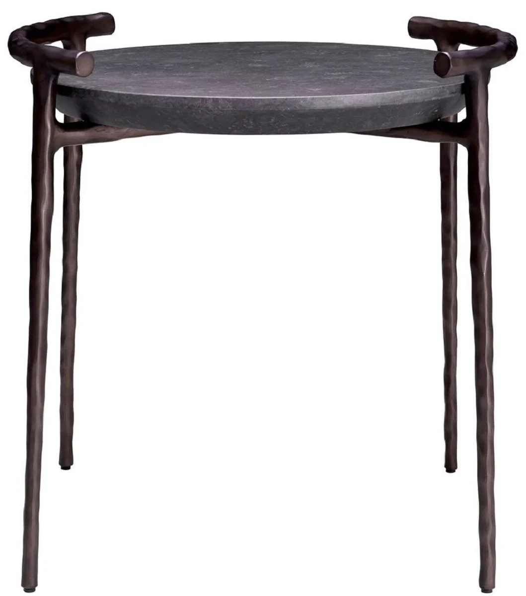 Casa Padrino mesa auxiliar de lujo gris / bronce ? 55 x A. 57,5 ??cm - Mesa de aluminio con tapa de m¨¢rmol - Muebles de sal¨®n - Muebles de lujo - Muebles de sal¨®n - Calidad de lujo