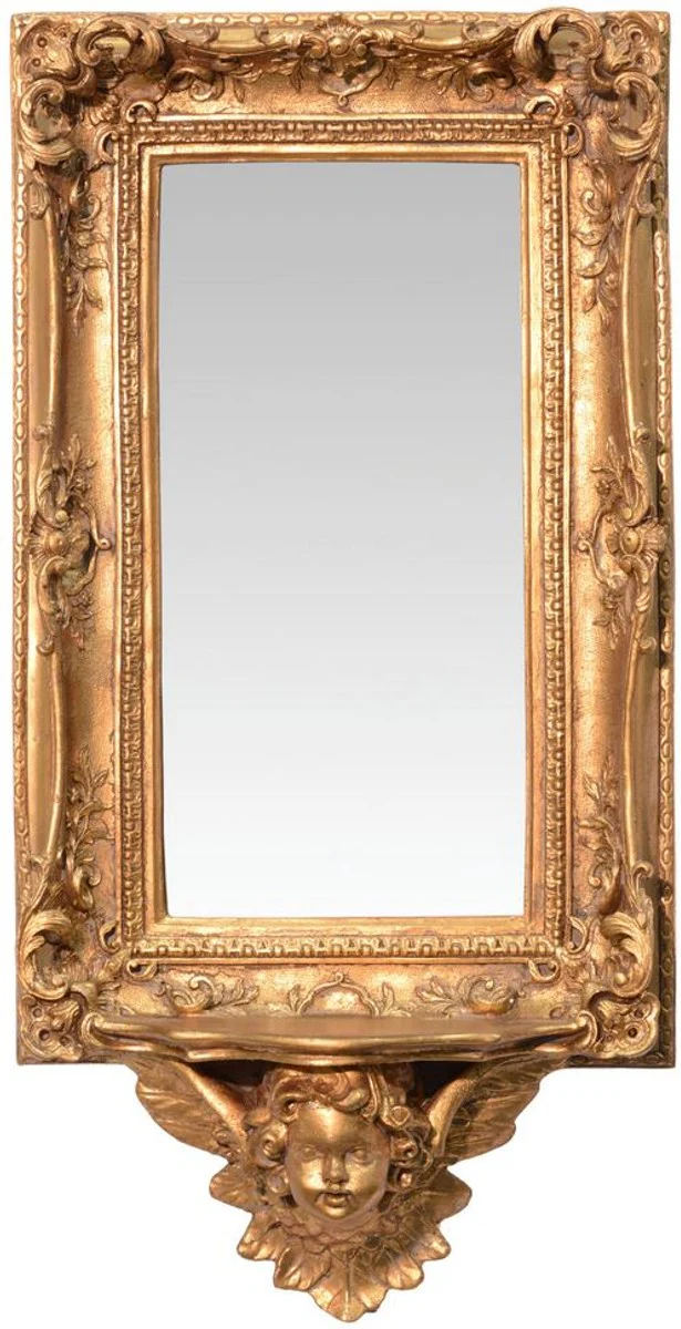 Casa Padrino espejo barroco con consola base oro 34,5 x H. 68 cm - Espejo de Pared Barroco