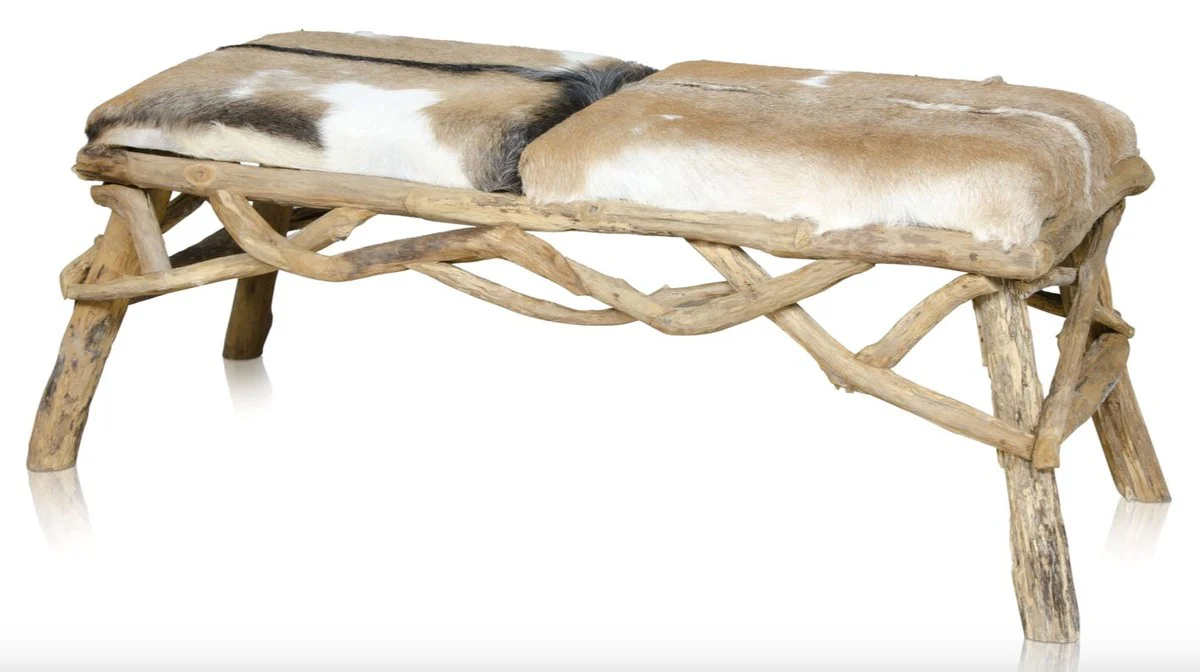 Casa Padrino banco con piel de cabra 160 x 50 x H. 55 cm - muebles de lujo