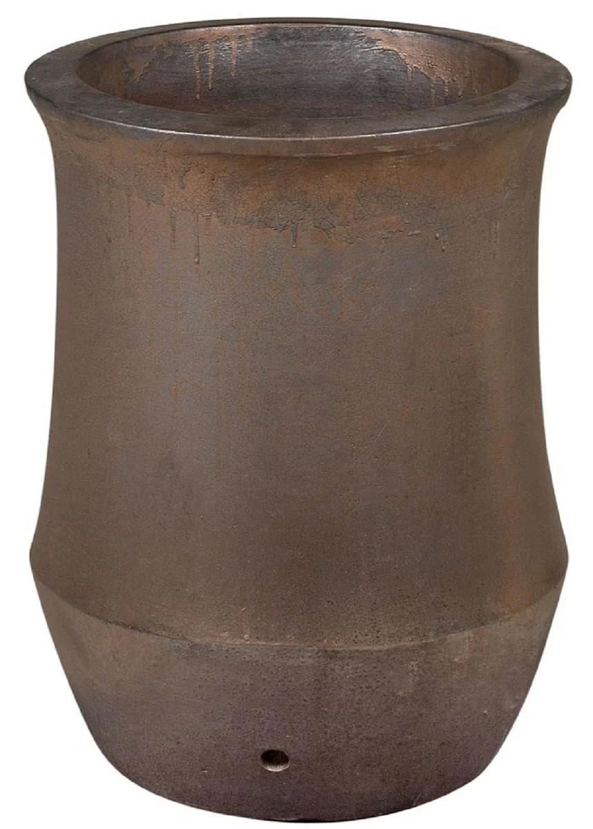 Casa Padrino maceta Art Nouveau bronce Ø 46 x A. 60 cm - Maceta Redondo Hecho a Mano de Terracota - Accesorios de Decoración de Jardín y Terraza