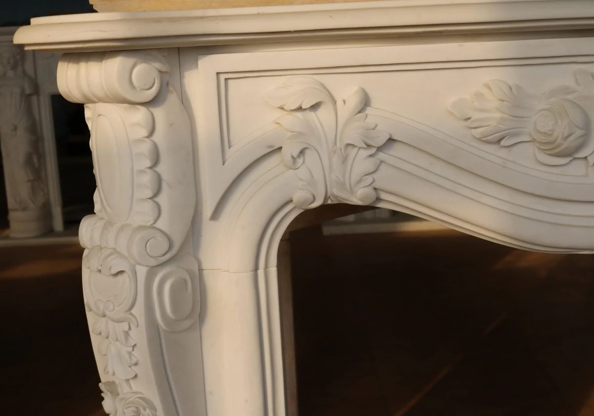 Casa Padrino marco de chimenea de m¨¢rmol barroco de lujo blanco 184 x A. 133 cm