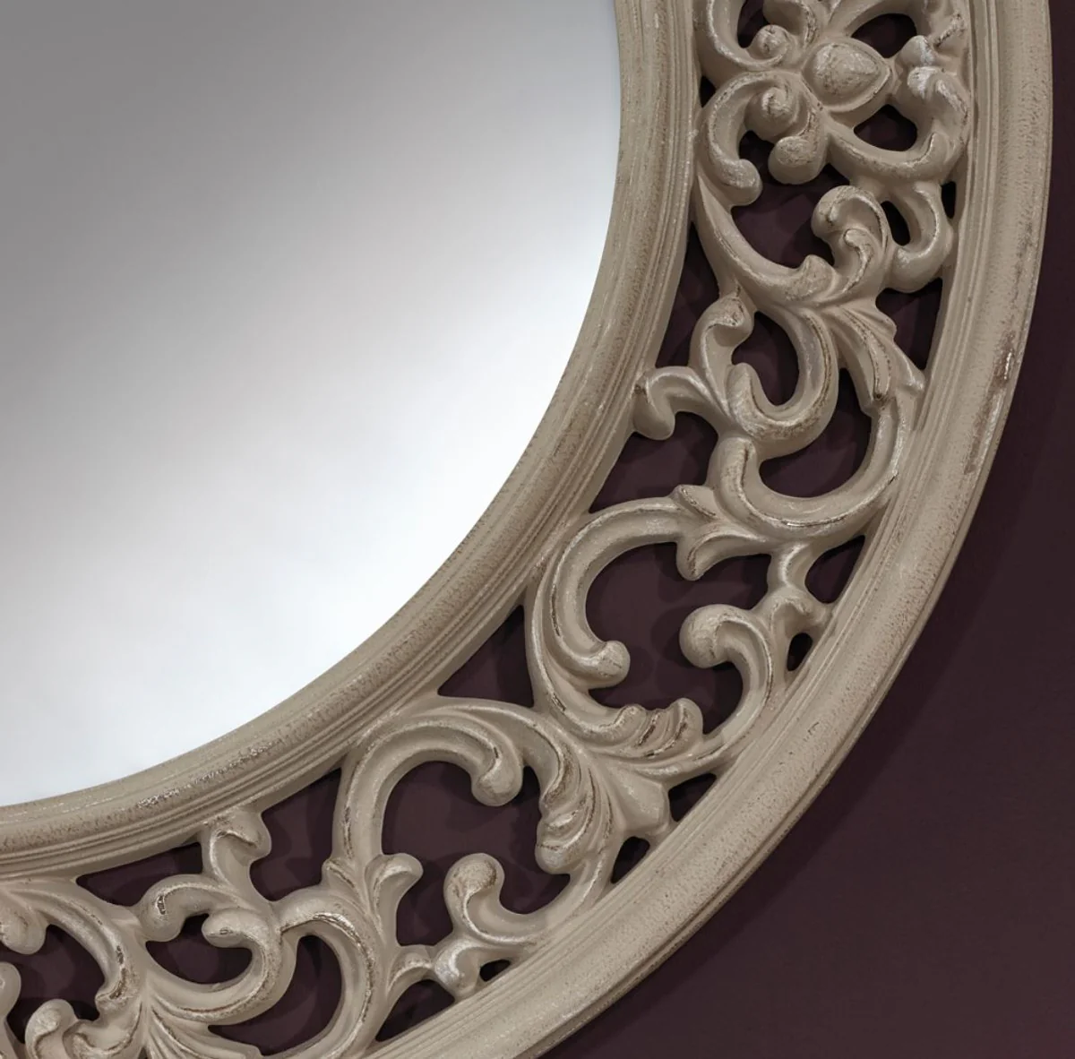 Casa Padrino espejo barroco greige ? 100 cm - Espejo de Pared de Estilo Antiguo