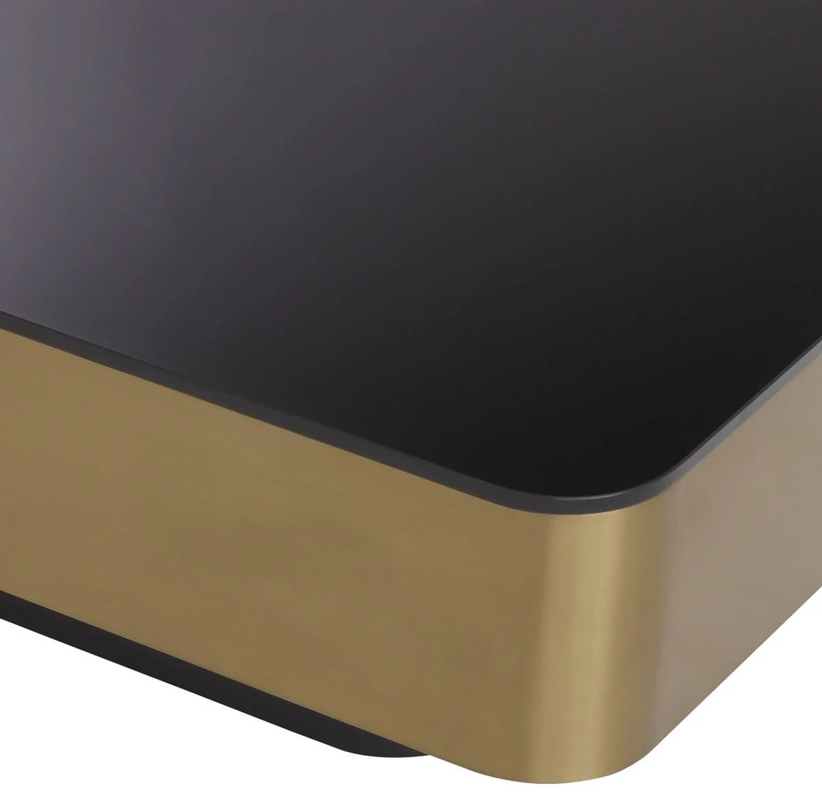 Casa Padrino mesa de centro de lujo lat¨®n / negro 89,5 x 89,5 x A. 33,5 cm - Mesa de sal¨®n con tapa de vidrio - Muebles de Sal¨®n - Muebles de Lujo