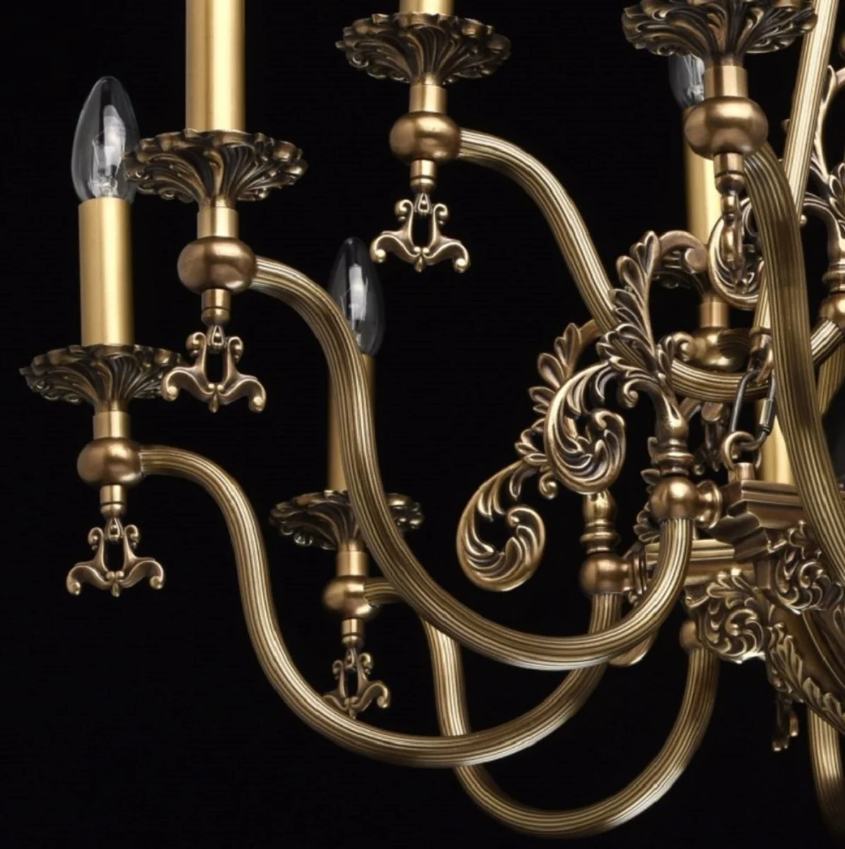 Casa Padrino araña de luces barroco de lujo bronce antiguo / negro Ø 105 x A. 205 cm - Magnífica araña de luces de salón en estilo barroco - Calidad de Lujo