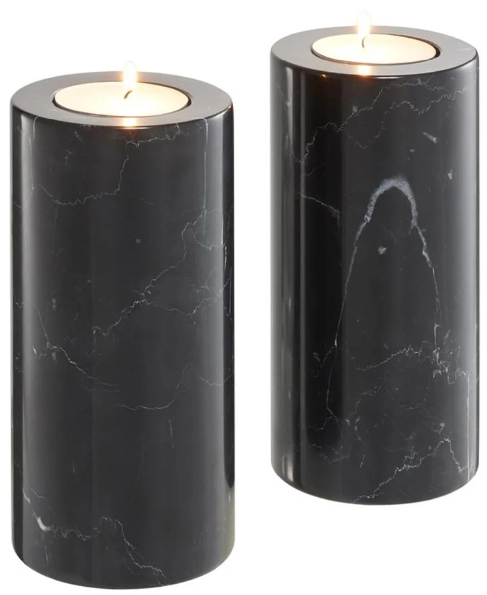Casa Padrino soporte de candelita de lujo de mármol negro Ø 10 x H. 21 cm - Accesorios de Decoración de Hoteles y Restaurantes