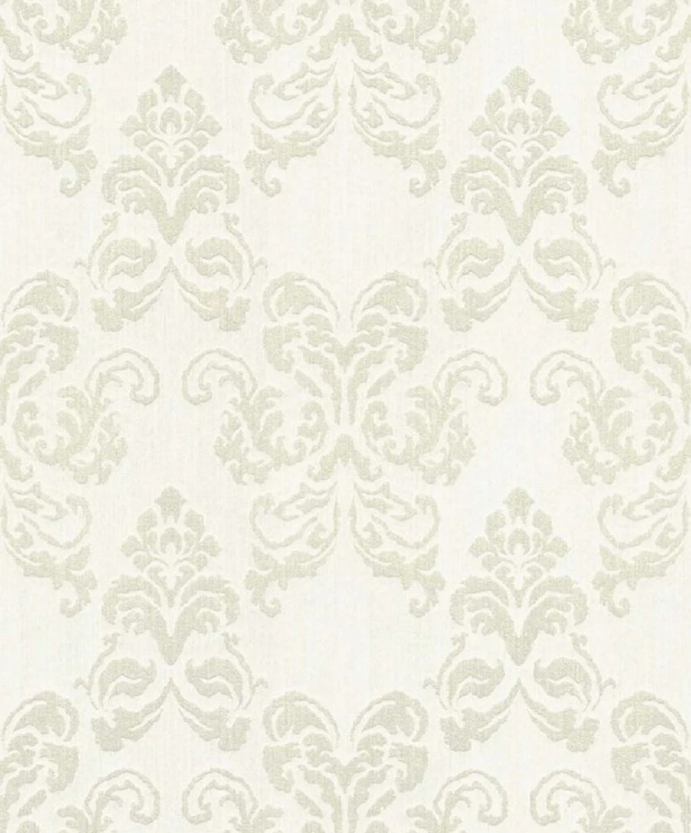 Casa Padrino papel pintado textil barroco crema / plata 10,05 x 0,53 m - Accesorios de Decoración en Estilo Barroco