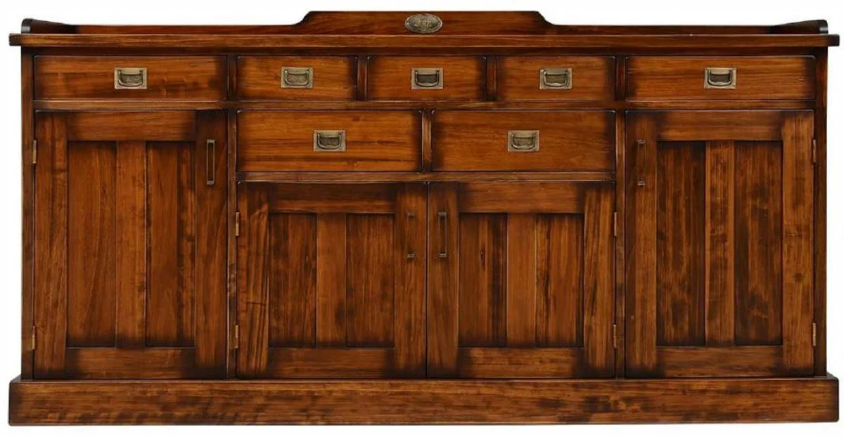 Casa Padrino aparador de estilo vintage de lujo con 4 puertas y 7 cajones marr¨®n 183,5 x 46 x A. 86 cm - Armario de madera maciza - Muebles de estilo vintage de lujo - Muebles de madera maciza