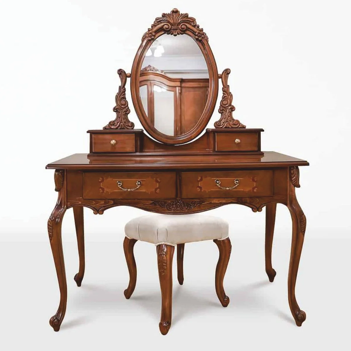 Casa Padrino conjunto de tocador de dormitorio barroco de lujo marrón oscuro - Muebles barrocos