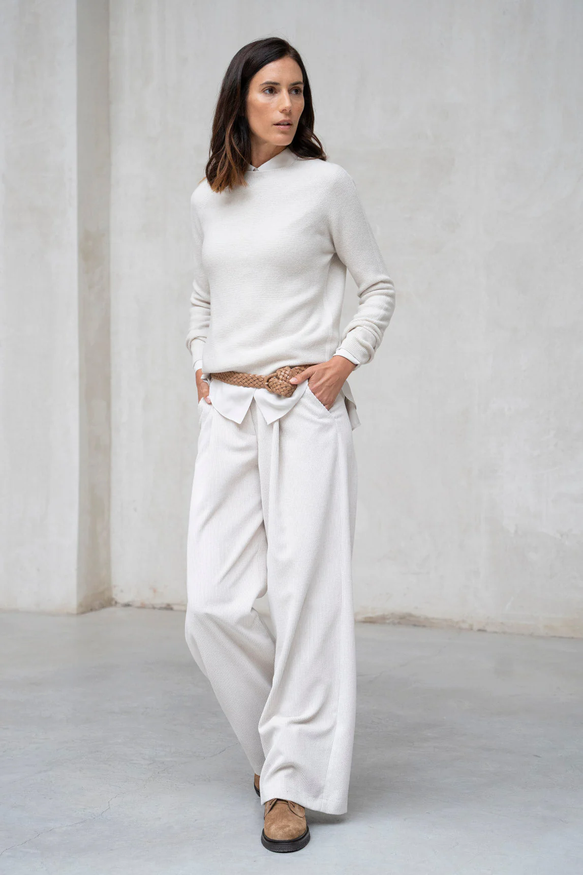 Rivera-spain Jersey Módena lana cashmere crudo