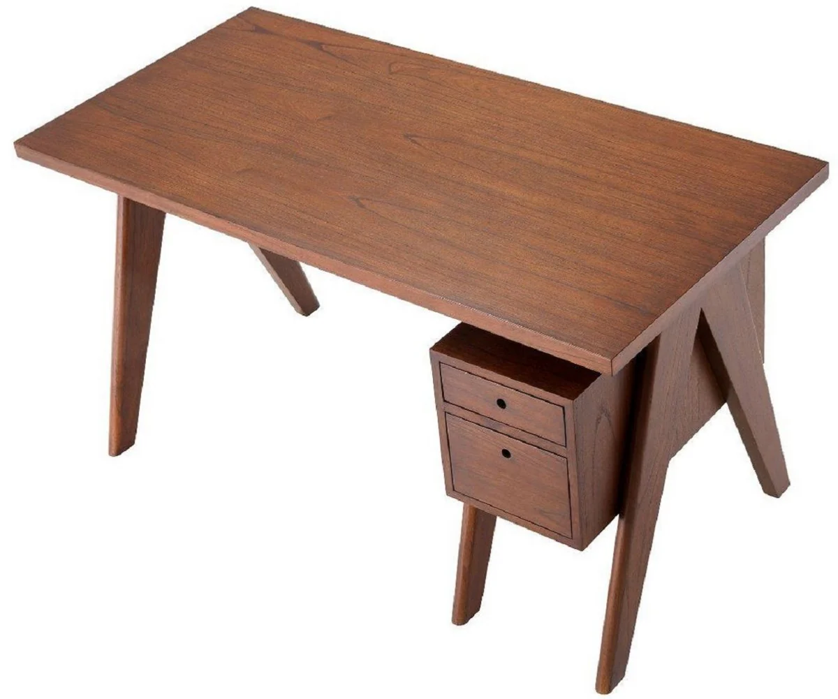 Casa Padrino escritorio de lujo marr¨®n 140 x 69 x A. 77 cm - Elegante escritorio de madera maciza con 2 cajones - Muebles de Oficina de Lujo