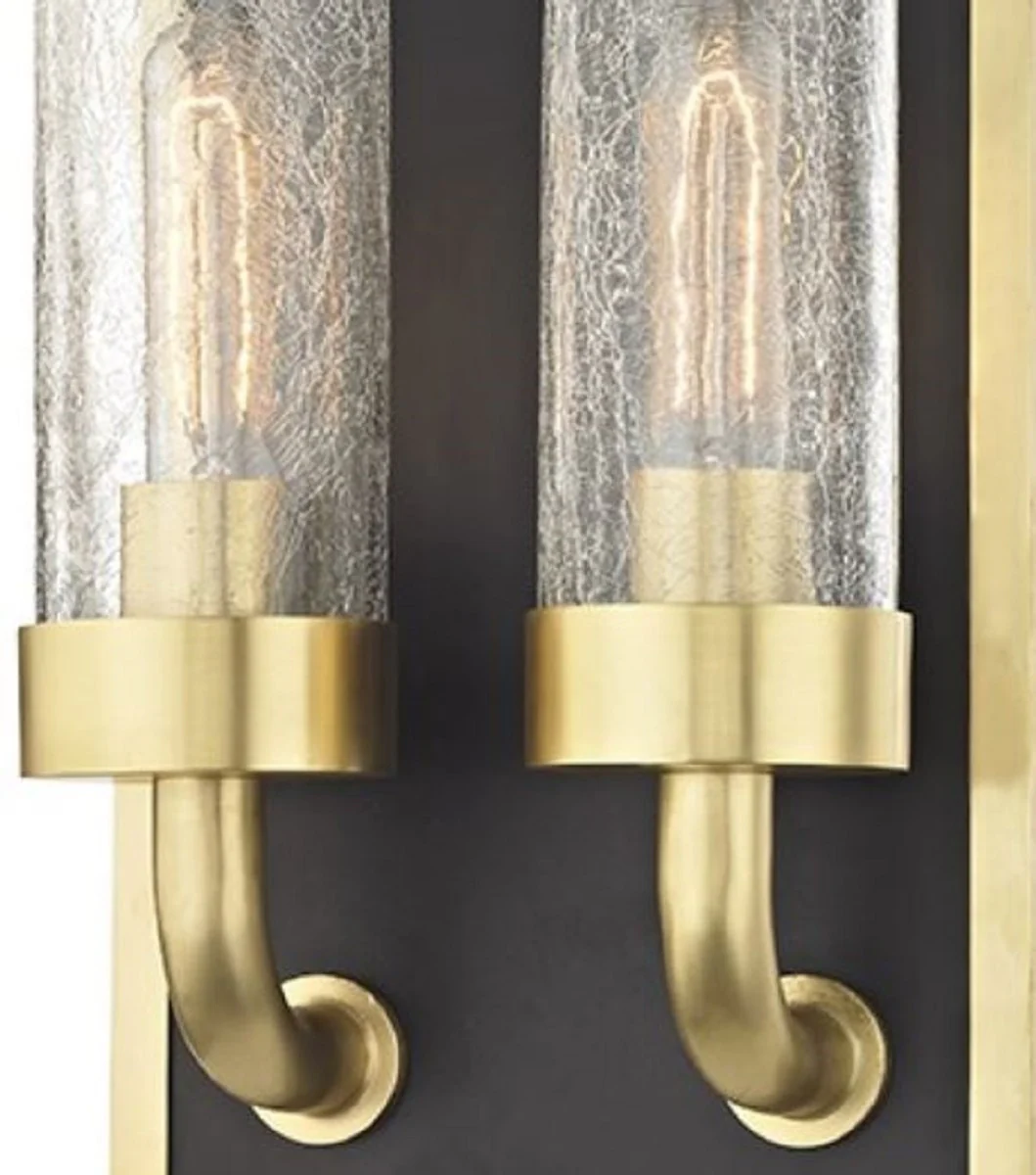 Casa Padrino lámpara de pared doble de lujo latón antiguo / negro 22,9 x 12,7 x H. 42,6 cm - Calidad de Lujo