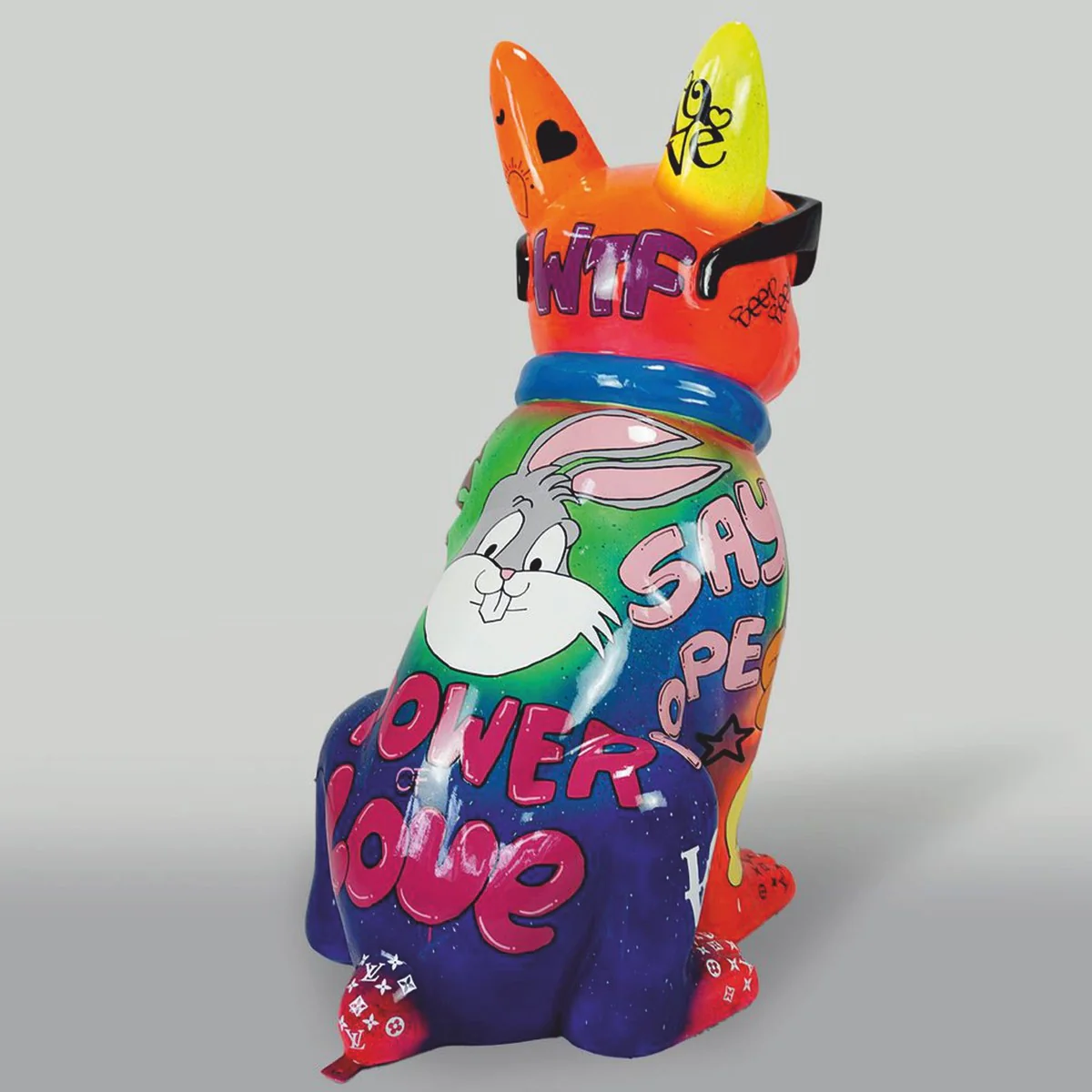 Casa Padrino escultura decorativa XXL bulldog con gafas de sol colorido Al. 120 cm