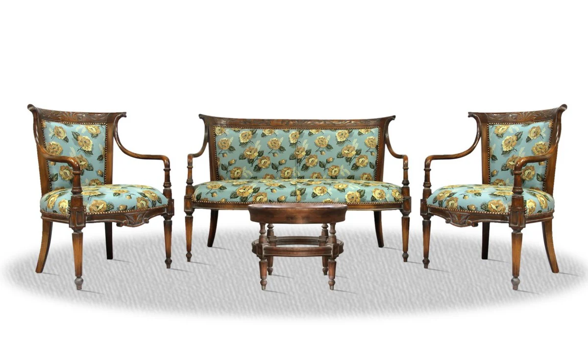 Casa Padrino Salon Conjunto antigüedad azul marrón con estampado de flores - Luxury Collection