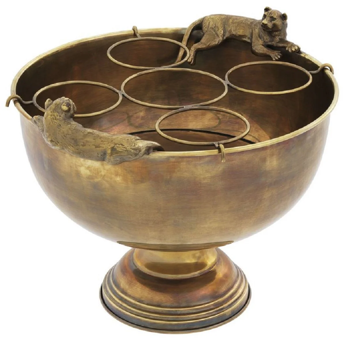 Casa Padrino enfriador de champán de lujo de acero inoxidable con 2 asas de latón latón vintage 43,5 x 39 x A. 33,5 cm - Enfriador de Vino - Accesorios de Catering de Restaurantes de Hotel