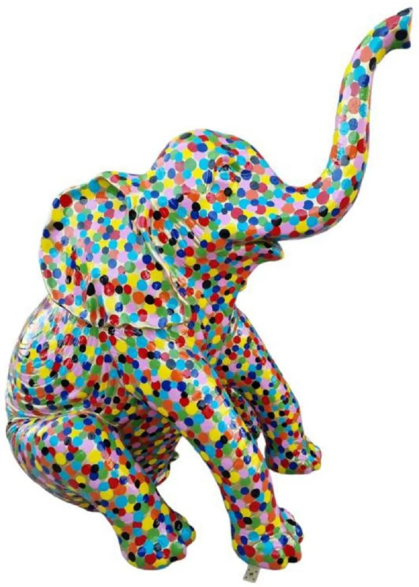 Casa Padrino escultura decorativa de lujo elefante colorido A. 140 cm - Figura decorativa grande - Escultura decorativa XXL - Esculturas y figuras decorativas XXL de lujo