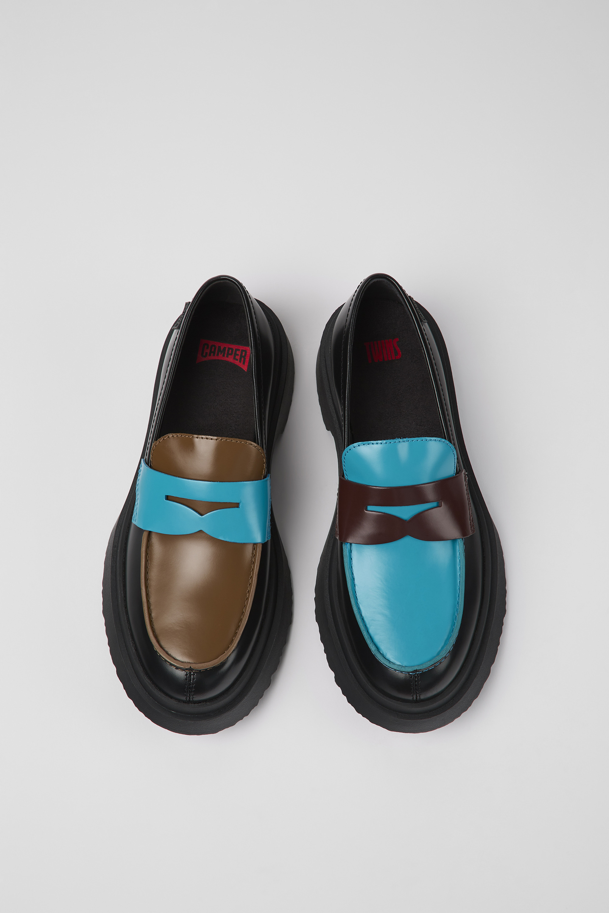Twins - Multicolored leather loafers for women