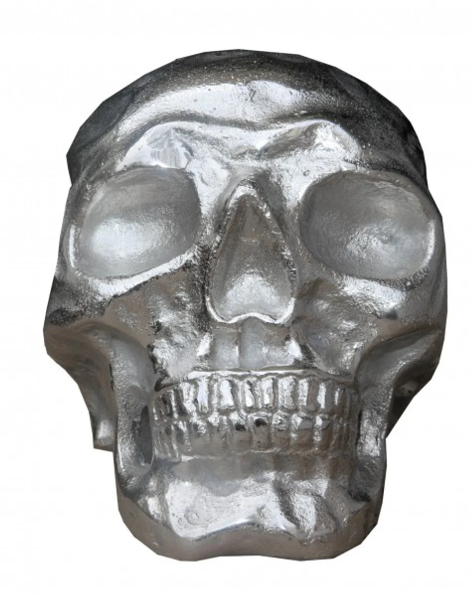 Casa Padrino Designer Skull Mod1L silver Height 16.5 cm, width 14 cm, depth 18 cm, skull - noble sculpture made of nickel-plated aluminum
